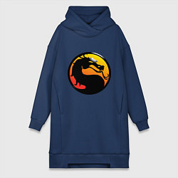Женское худи-платье Mortal kombat logo, цвет: тёмно-синий