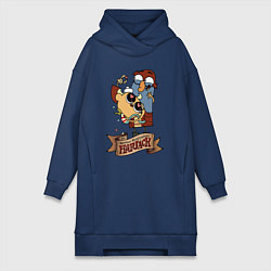 Женское худи-платье Flapjack - heart candies, цвет: тёмно-синий