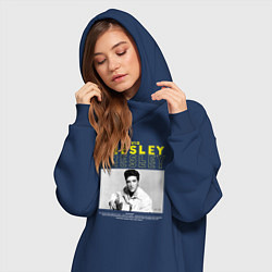 Женское худи-платье Элвис Пресли и его роспись, цвет: тёмно-синий — фото 2