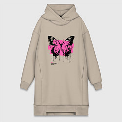 Женское худи-платье Grunge butterfly, цвет: миндальный