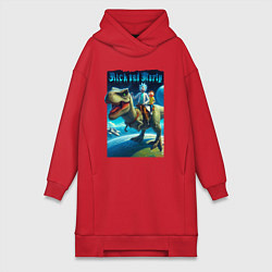 Женское худи-платье Рик и Морти верхом на тираннозавре, цвет: красный