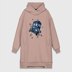Женское худи-платье Magic tardis, цвет: пыльно-розовый