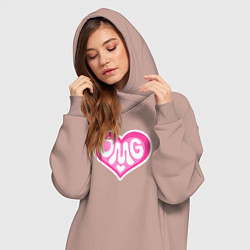 Женское худи-платье Oh my god love, цвет: пыльно-розовый — фото 2