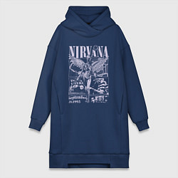 Женское худи-платье Nirvana grunge, цвет: тёмно-синий