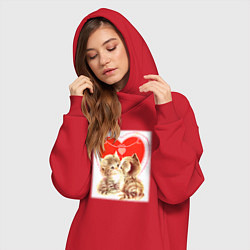 Женское худи-платье Кошачий поцелуй, цвет: красный — фото 2