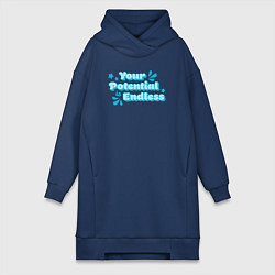 Женское худи-платье Твой потенциал бесконечен, цвет: тёмно-синий