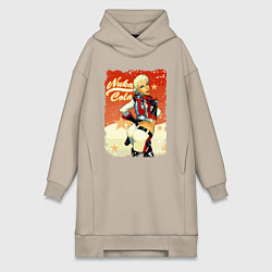Женское худи-платье Fallout - nuka cola playbill, цвет: миндальный