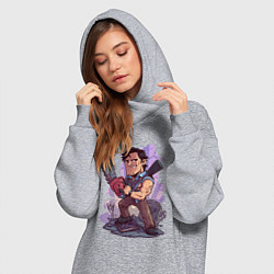 Женское худи-платье Зловещие мертвецы - Эш, цвет: меланж — фото 2