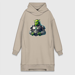 Женское худи-платье G2 esports team - cyber Shrek, цвет: миндальный