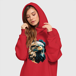 Женское худи-платье Взгляд хищника, цвет: красный — фото 2