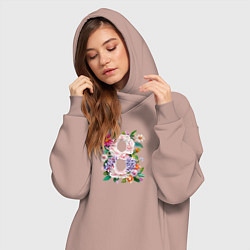 Женское худи-платье 8 марта - цветы восьмёркой, цвет: пыльно-розовый — фото 2