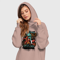 Женское худи-платье Кроссовый мотоцикл, цвет: пыльно-розовый — фото 2