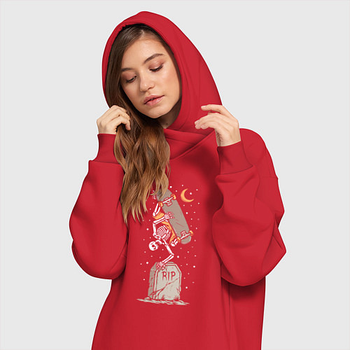 Женская толстовка-платье Скейтер на кладбище / Красный – фото 3