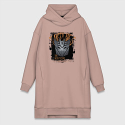 Женское худи-платье Трансформеры знак десептиконов, цвет: пыльно-розовый