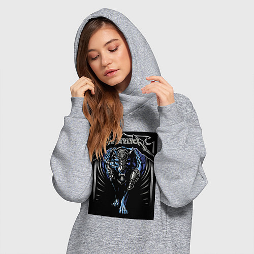 Женская толстовка-платье Metallica thrash metal style - wolf / Меланж – фото 3