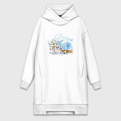 Женское худи-платье Италия Рим - акварельный набросок, цвет: белый