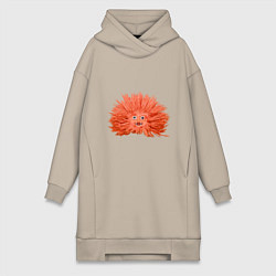 Женское худи-платье Сartoon monster fluffy orange, цвет: миндальный