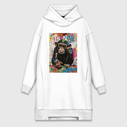 Женское худи-платье Monkey color, цвет: белый