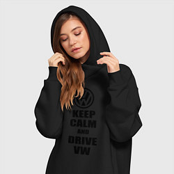 Женское худи-платье Keep Calm & Drive VW, цвет: черный — фото 2