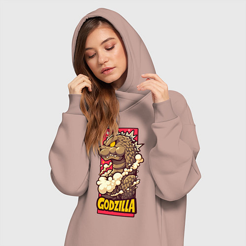 Женская толстовка-платье Pink godzilla / Пыльно-розовый – фото 3