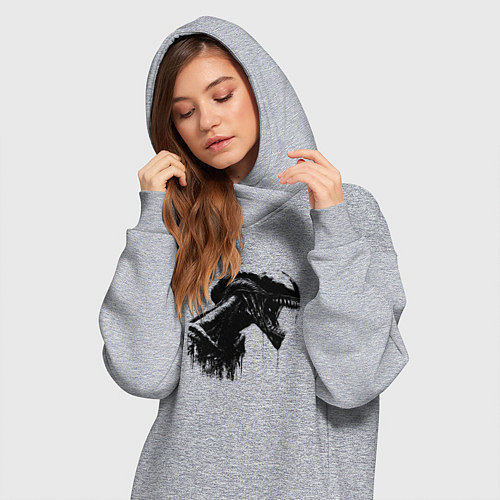 Женская толстовка-платье Мощный ксеноморф / Меланж – фото 3