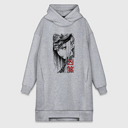 Женское худи-платье Девушка в демоническом шлеме, цвет: меланж