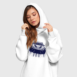 Женское худи-платье Спорткар в синих тонах, цвет: белый — фото 2