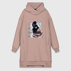 Женское худи-платье Магическая битва Тоджи, цвет: пыльно-розовый