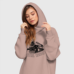 Женское худи-платье Паровоз в перспективе, цвет: пыльно-розовый — фото 2