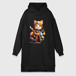 Женское худи-платье Мотокотик, цвет: черный