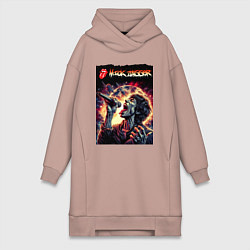 Женское худи-платье Rolling Stones singer Mick Jagger, цвет: пыльно-розовый