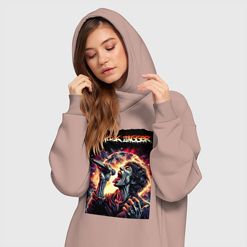 Женская толстовка-платье Rolling Stones singer Mick Jagger / Пыльно-розовый – фото 3