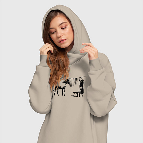 Женская толстовка-платье Banksy zebra / Миндальный – фото 3