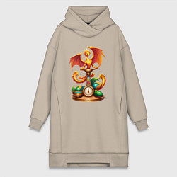 Женское худи-платье Весы в тени дракона, цвет: миндальный