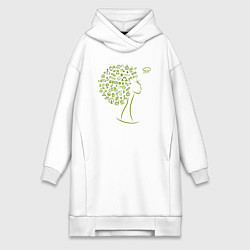 Женское худи-платье Эко девчонка, цвет: белый