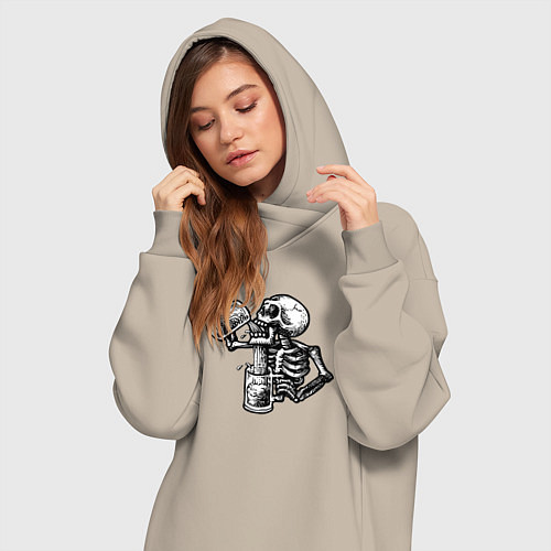 Женская толстовка-платье Пивной скелетик / Миндальный – фото 3