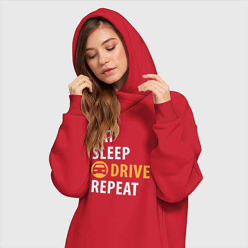 Женская толстовка-платье Eat sleep drive / Красный – фото 3