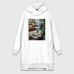 Женское худи-платье Rick Sanchez is a hippie from New York, цвет: белый