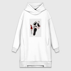 Женское худи-платье Крик призрачное лицо, цвет: белый