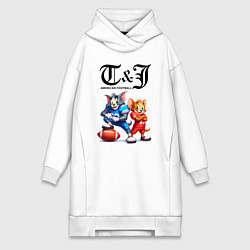 Женское худи-платье Tom and Jerry are American football players, цвет: белый