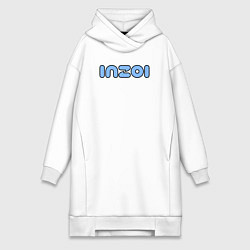 Женское худи-платье Inzoi синий логотип, цвет: белый