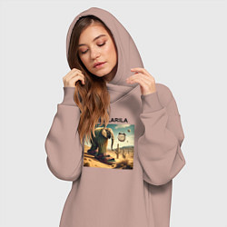 Женское худи-платье Lirili larili - elephant - brainrot meme, цвет: пыльно-розовый — фото 2