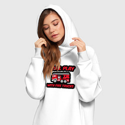 Женское худи-платье До сих пор играю с пожарными машинами, цвет: белый — фото 2