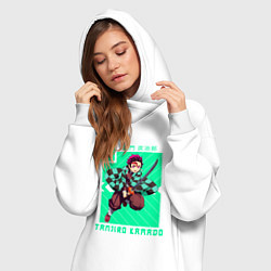 Женское худи-платье Клинок рассекающий демонов Tanjiro Kamado, цвет: белый — фото 2