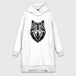 Женская толстовка-платье Волк с желтыми глазами