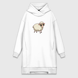 Женская толстовка-платье Забавная овечка в солнечных очках