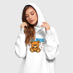 Женское худи-платье Обиженный плюшевый мишка, цвет: белый — фото 2