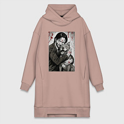 Женское худи-платье Джон Уик постер, цвет: пыльно-розовый