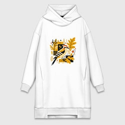 Женская толстовка-платье Дятел на ветке дуба
