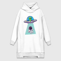 Женское худи-платье Похищение космонавта, цвет: белый